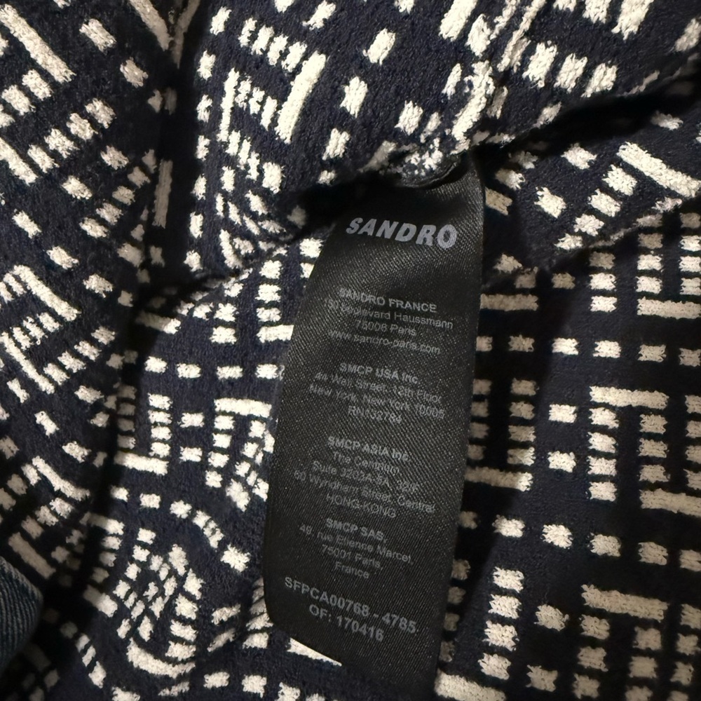 Sandro Blue and White Cropped Denim Jacket - Picture 10 of 10